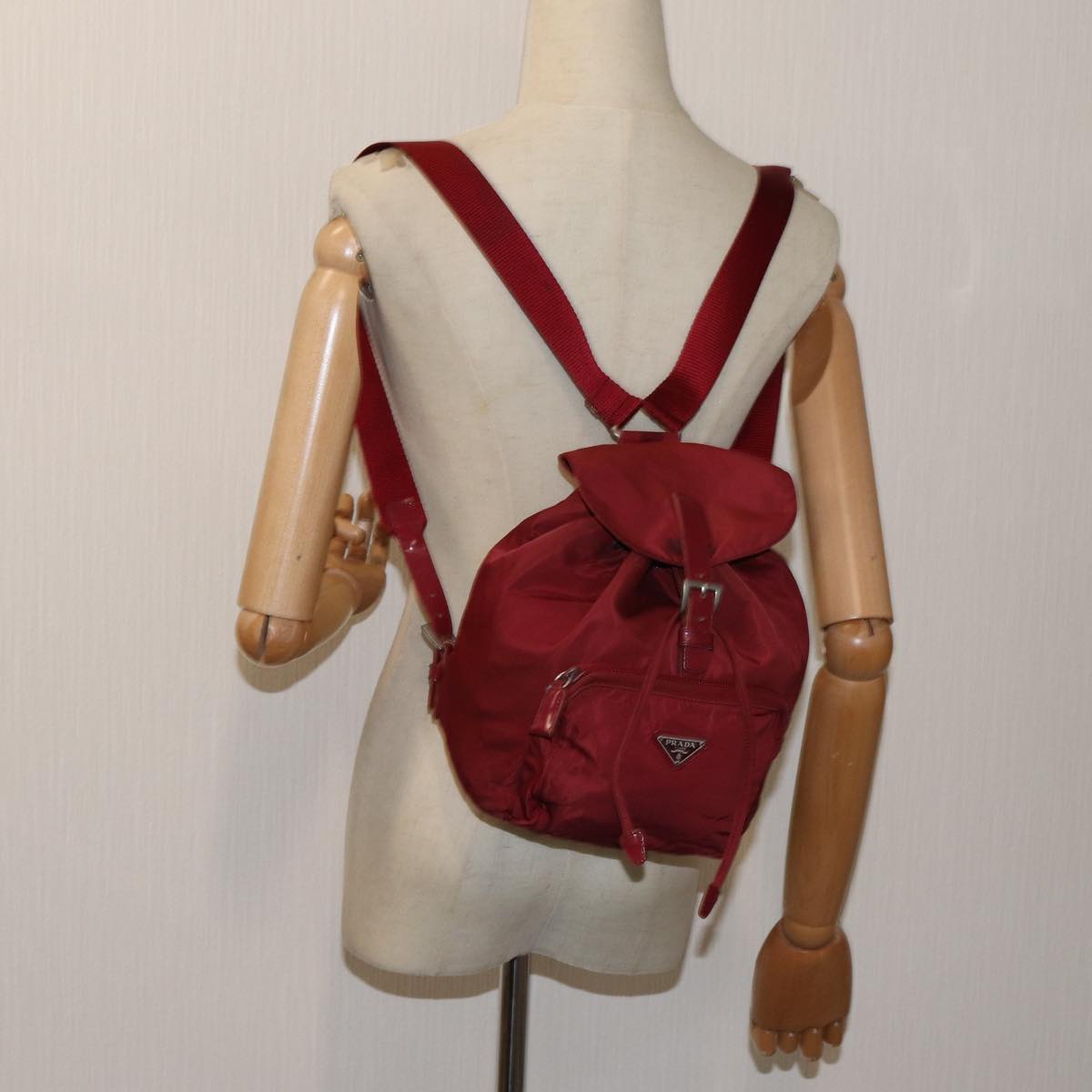 PRADA Backpack Nylon Red Auth 71496