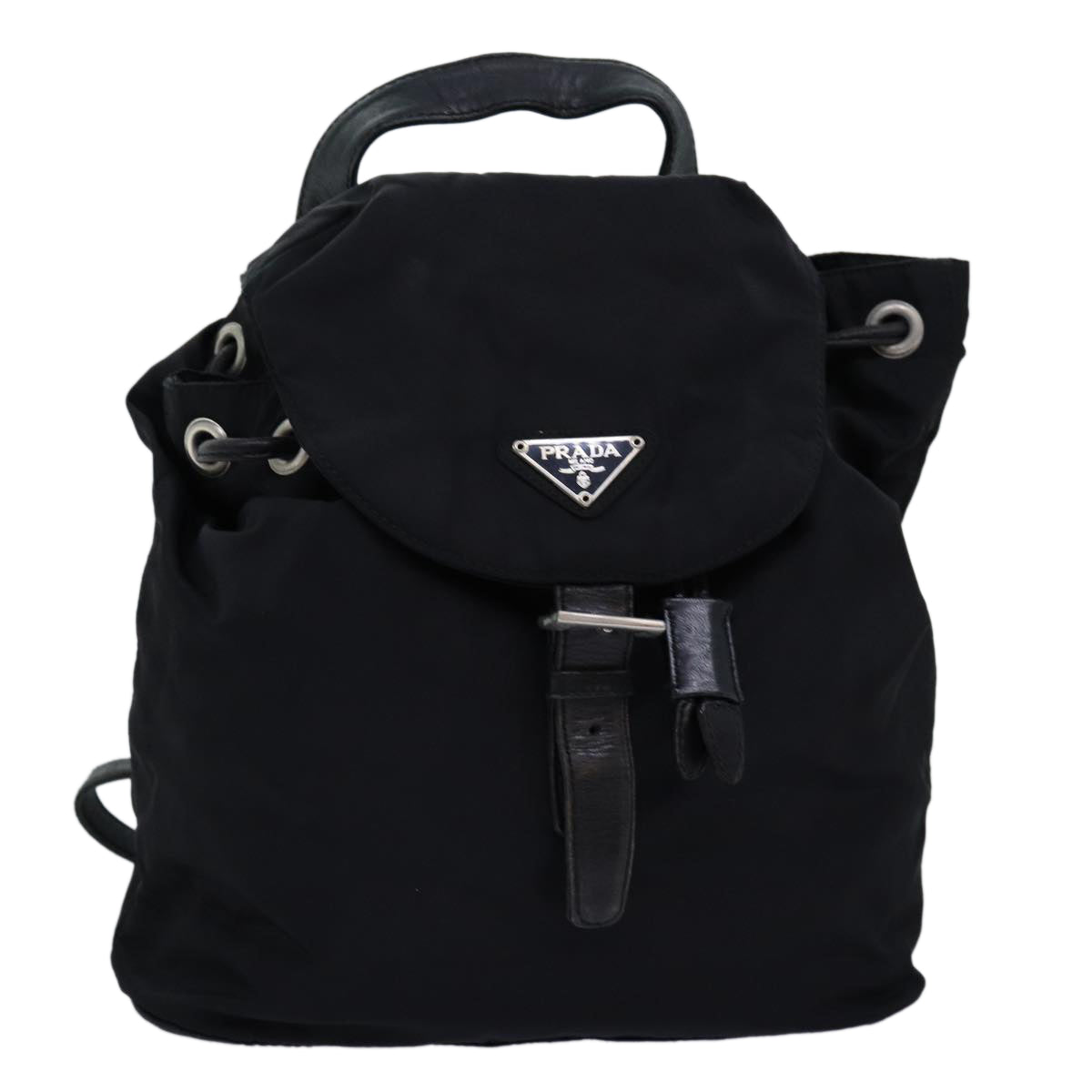 PRADA Chain Backpack Nylon Black Auth 71499