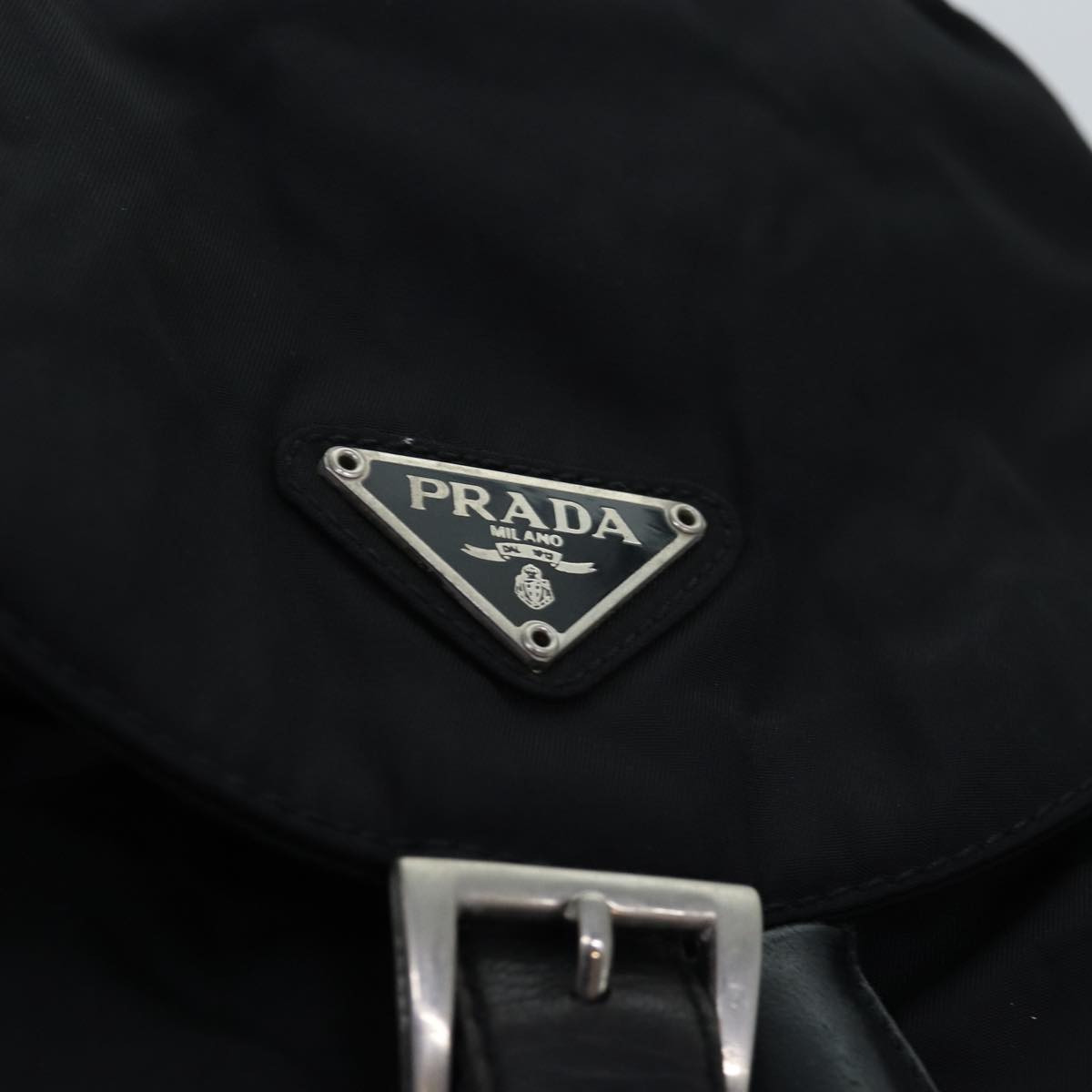 PRADA Chain Backpack Nylon Black Auth 71499