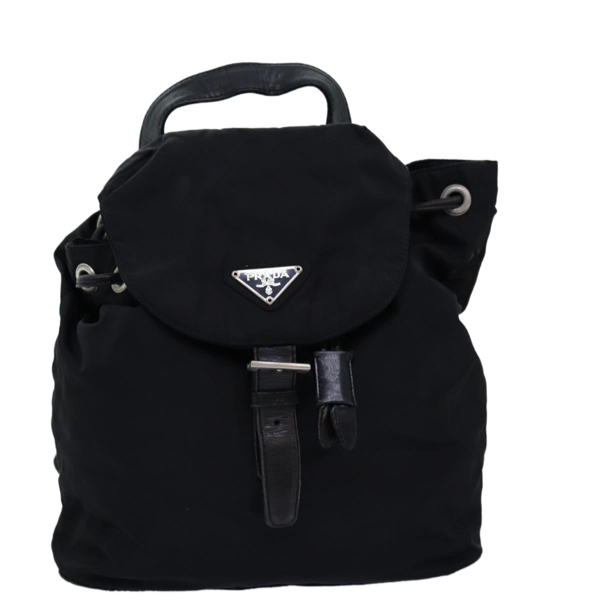 PRADA Chain Backpack Nylon Black Auth 71499