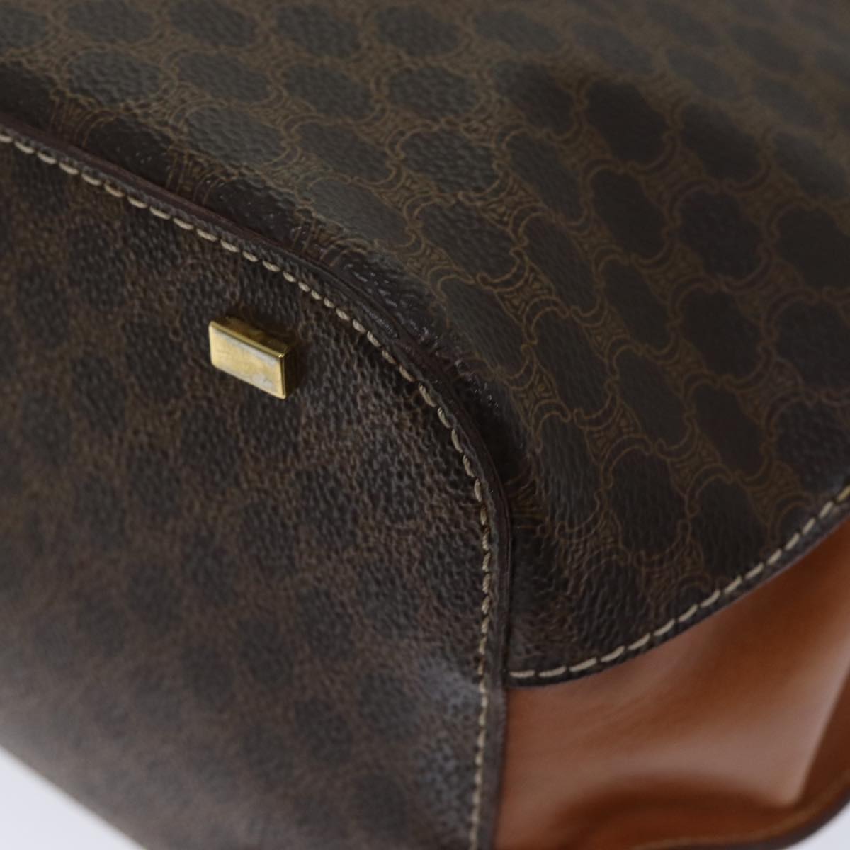 CELINE Macadam Canvas Hand Bag PVC Brown Auth 71532