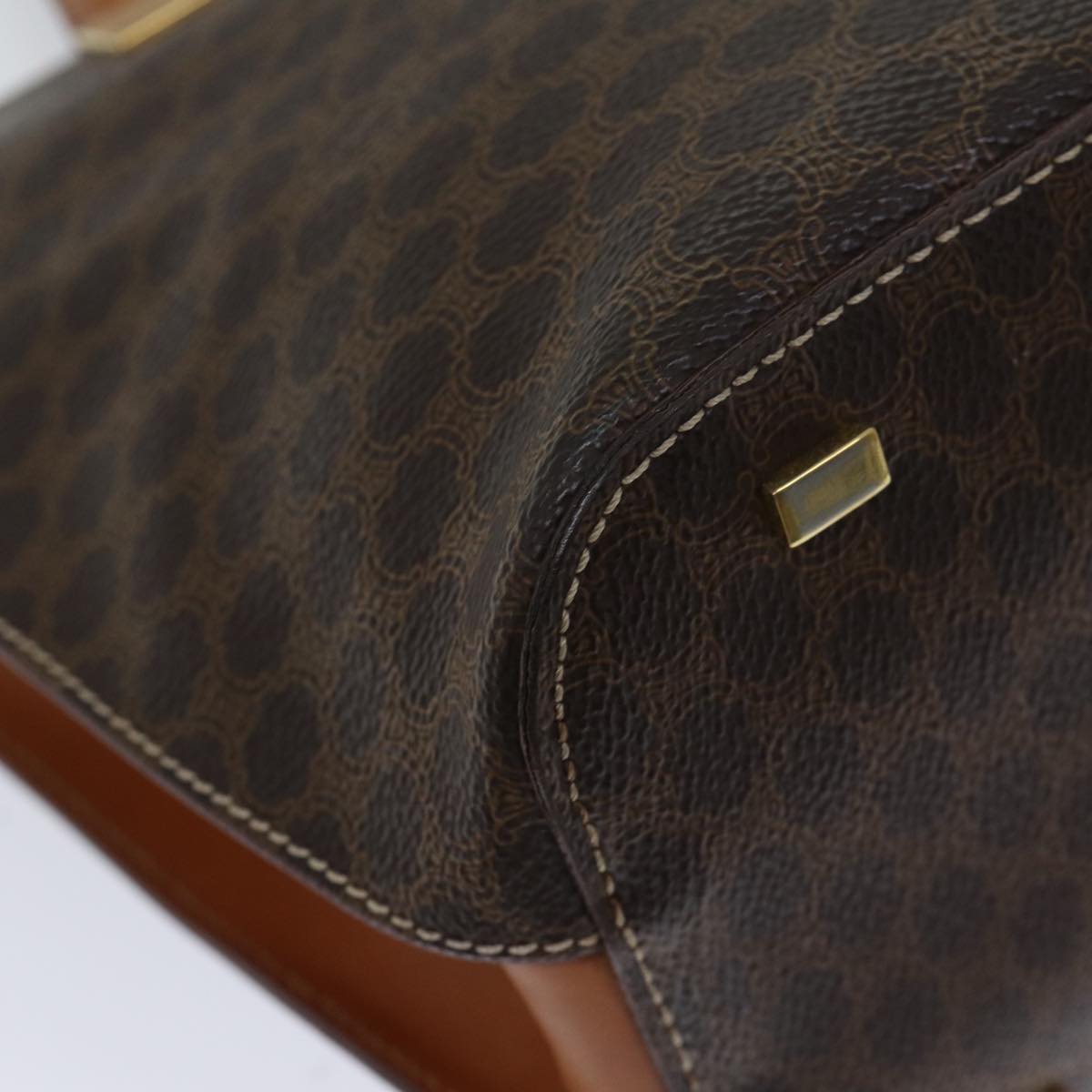 CELINE Macadam Canvas Hand Bag PVC Brown Auth 71532