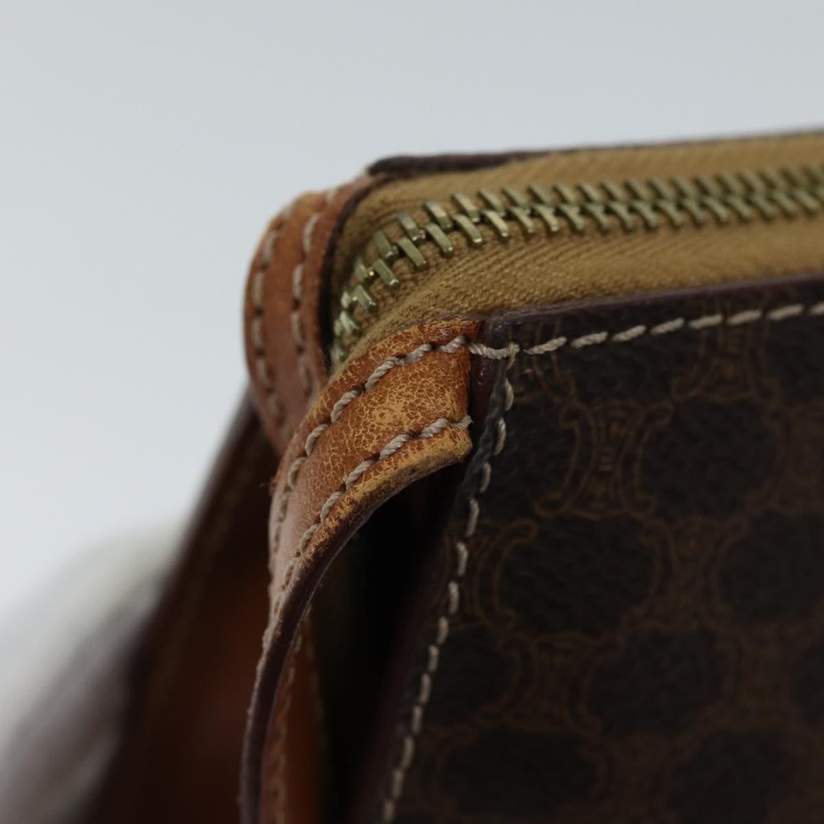 CELINE Macadam Canvas Hand Bag PVC Brown Auth 71532