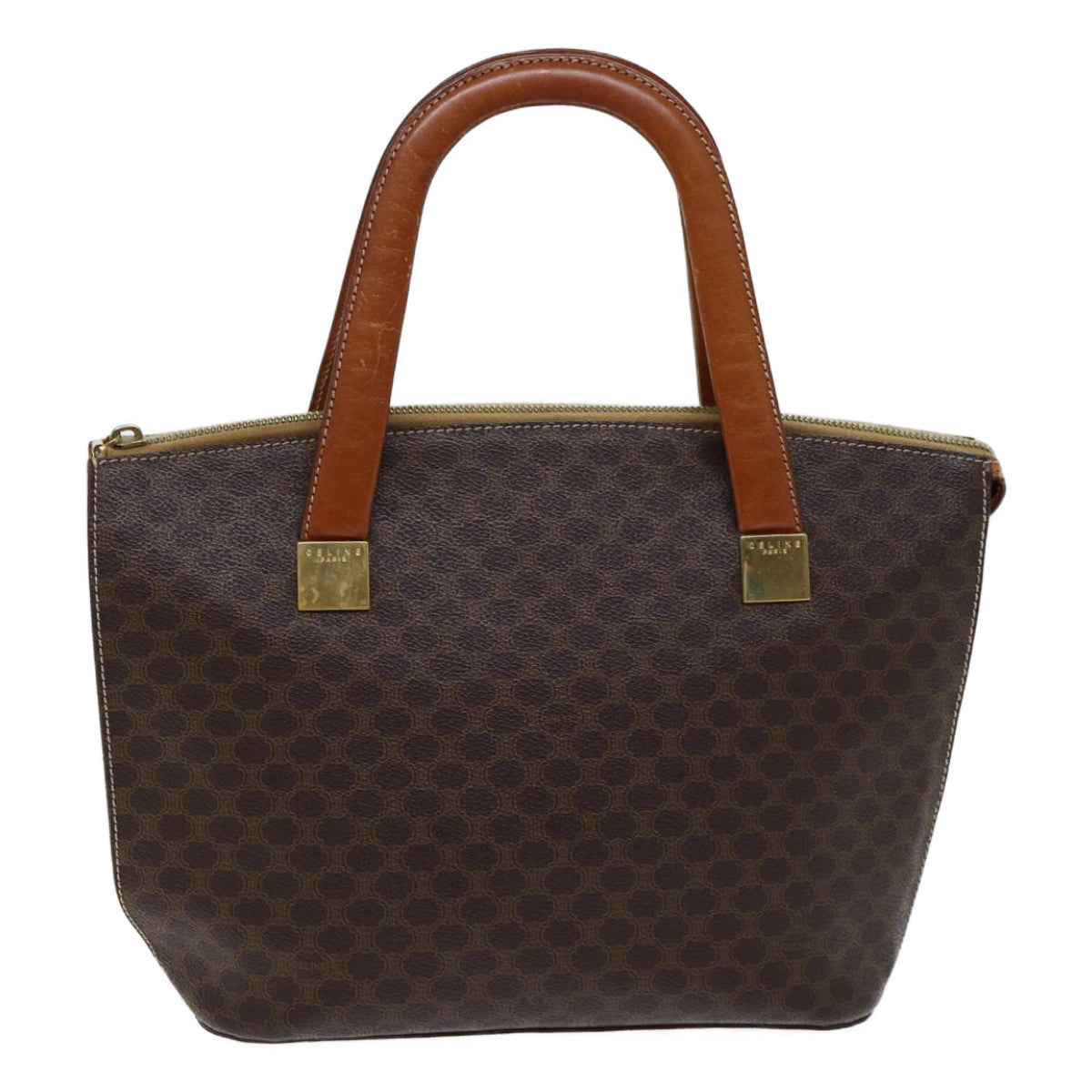 CELINE Macadam Canvas Hand Bag PVC Brown Auth 71532