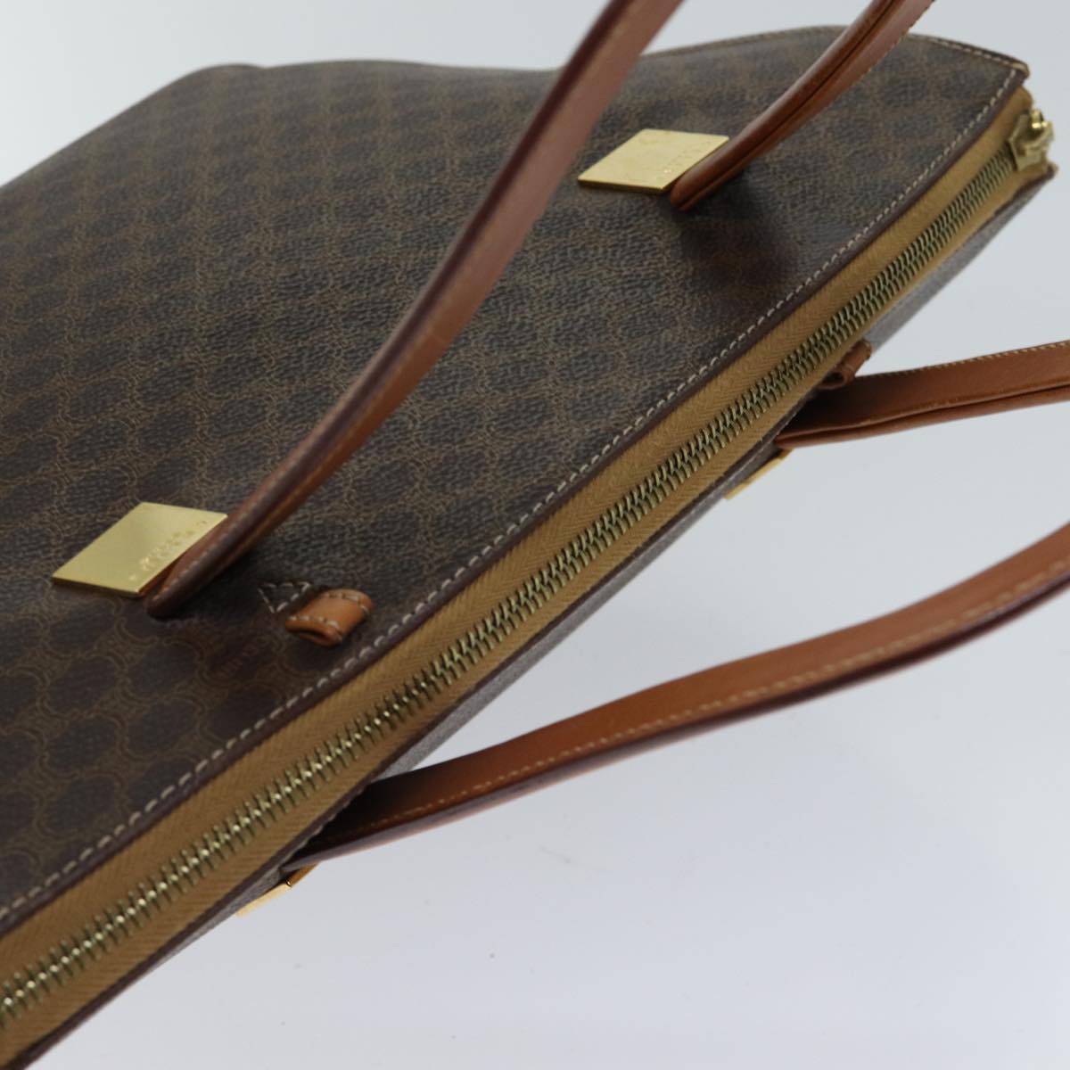 CELINE Macadam Canvas Hand Bag PVC Brown Auth 71532