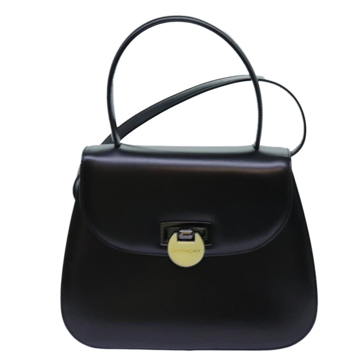 GIVENCHY Hand Bag Leather 2way Black Auth 71566