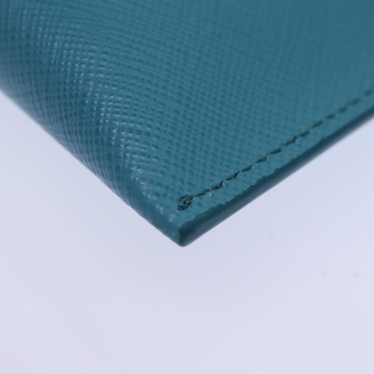 PRADA Accessory Pouch Safiano leather Blue Auth 71575A