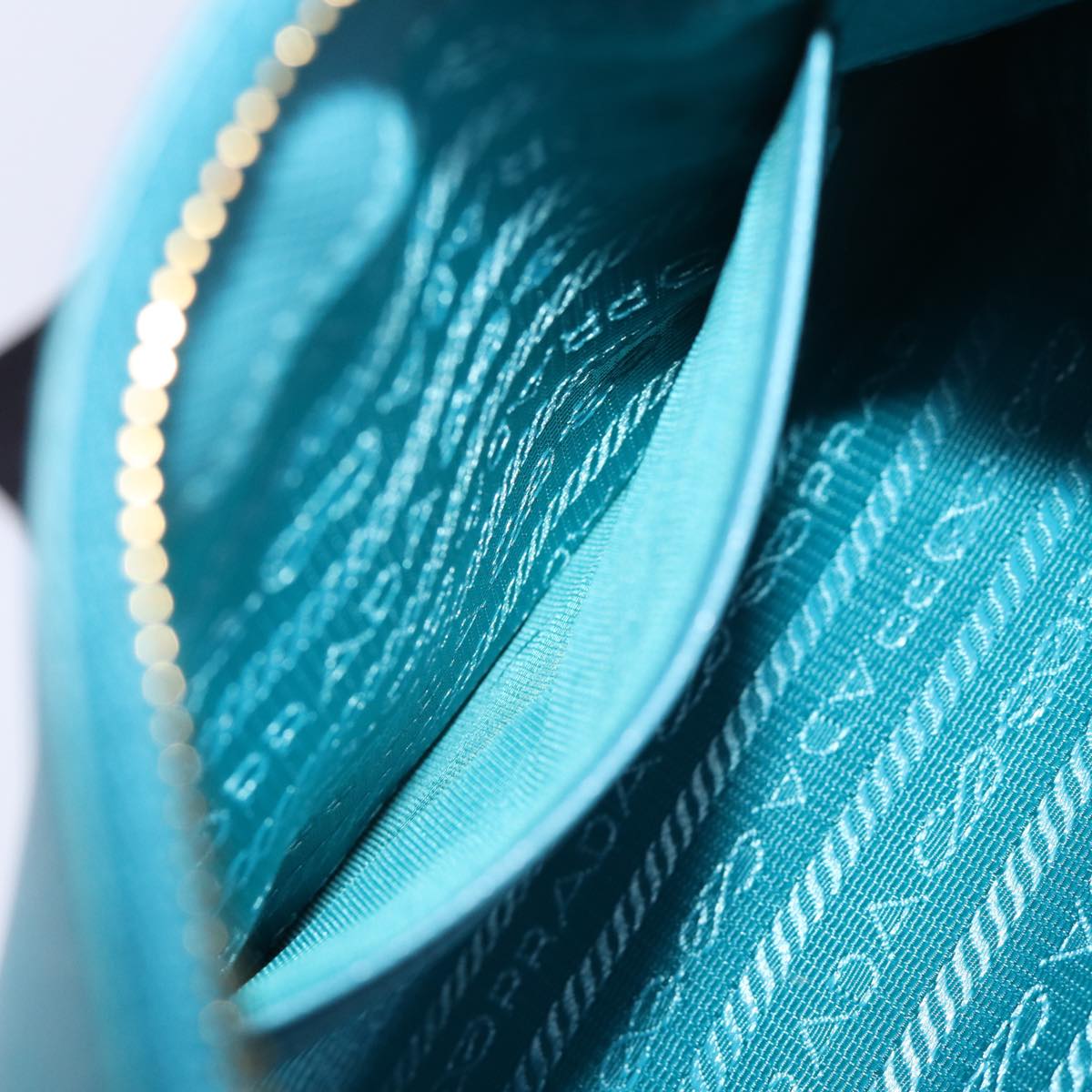 PRADA Accessory Pouch Safiano leather Blue Auth 71575A