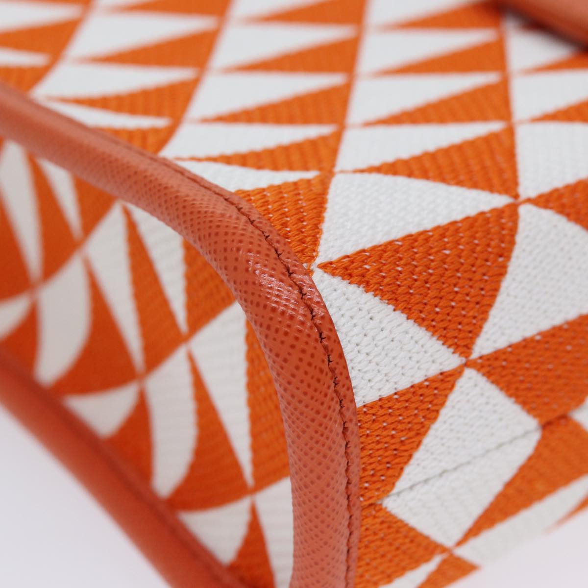 PRADA Hand Bag Canvas 2way Orange Auth 71577SAM