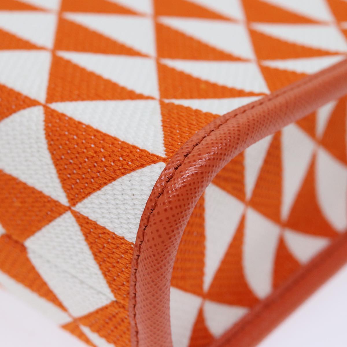 PRADA Hand Bag Canvas 2way Orange Auth 71577SAM