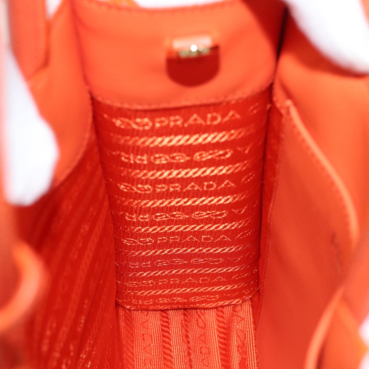 PRADA Hand Bag Canvas 2way Orange Auth 71577SAM