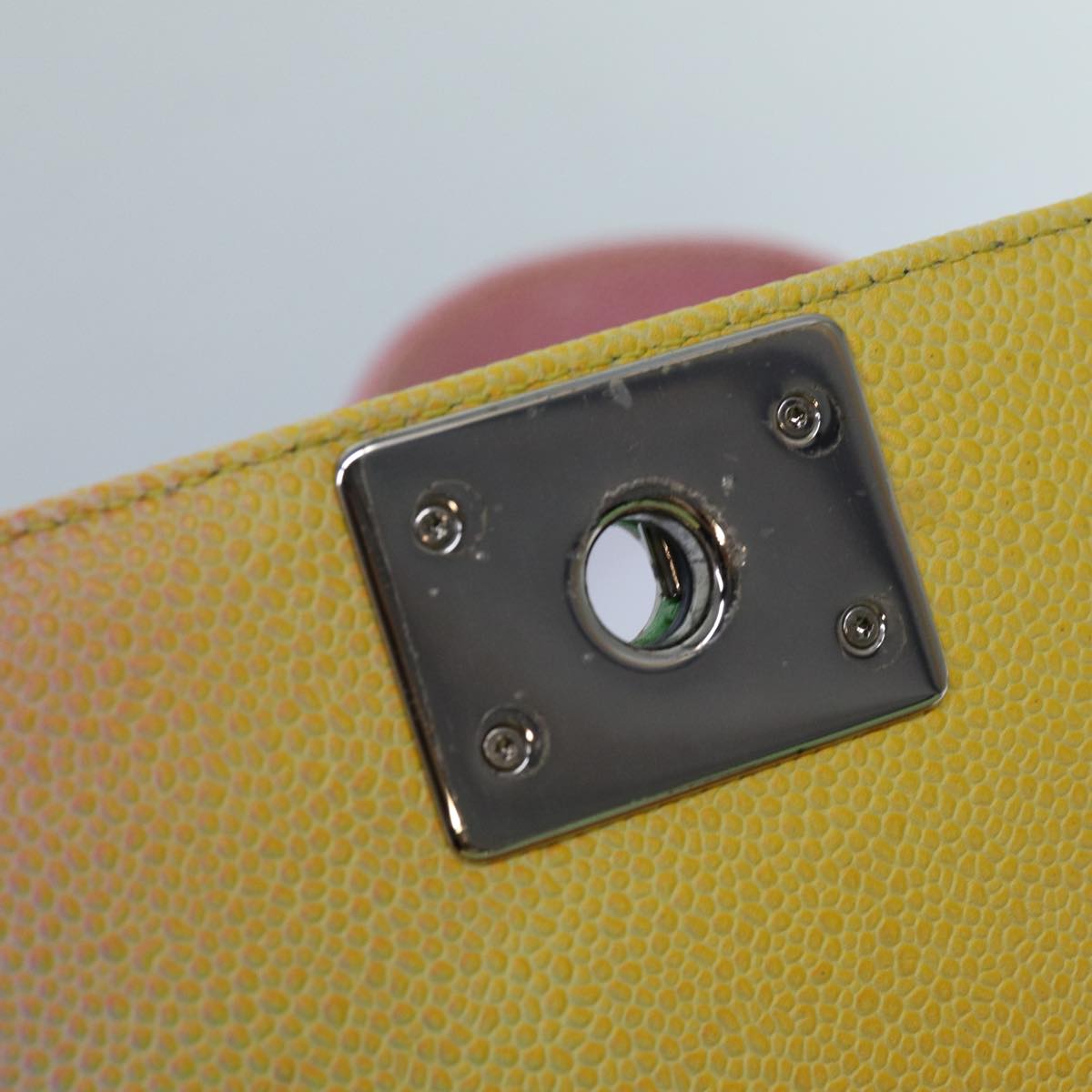 CHANEL Matelasse Boy Chanel Chain Shoulder Bag Leather Rainbow CC Auth 71579SM