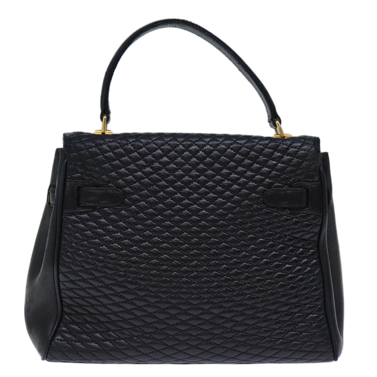 BALLY Hand Bag Leather 2way Black Auth 71580