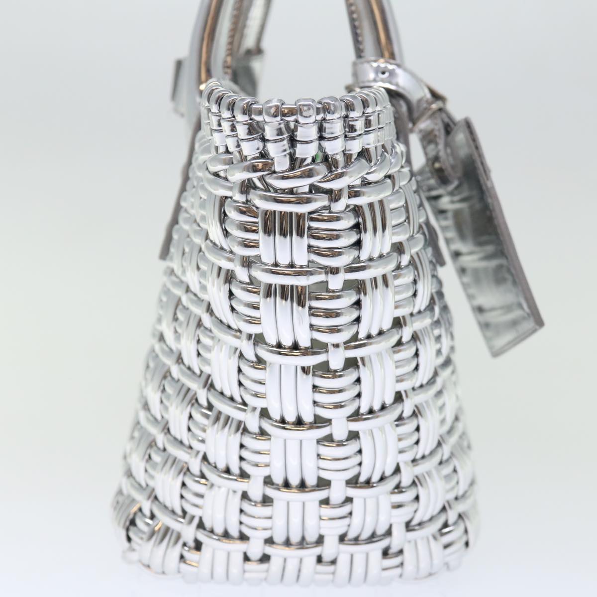 BALENCIAGA Bistro XS Hand Bag Wicker 2way Silver 671342 Auth 71589A