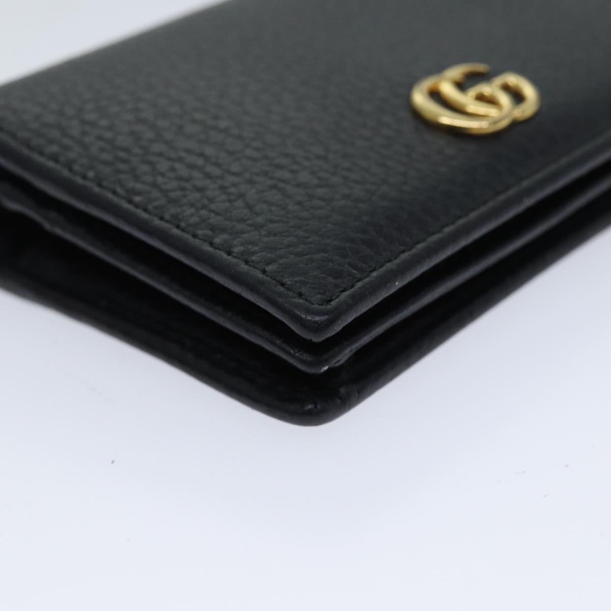 GUCCI GG Marmont Wallet Leather Black 456126 Auth 71618