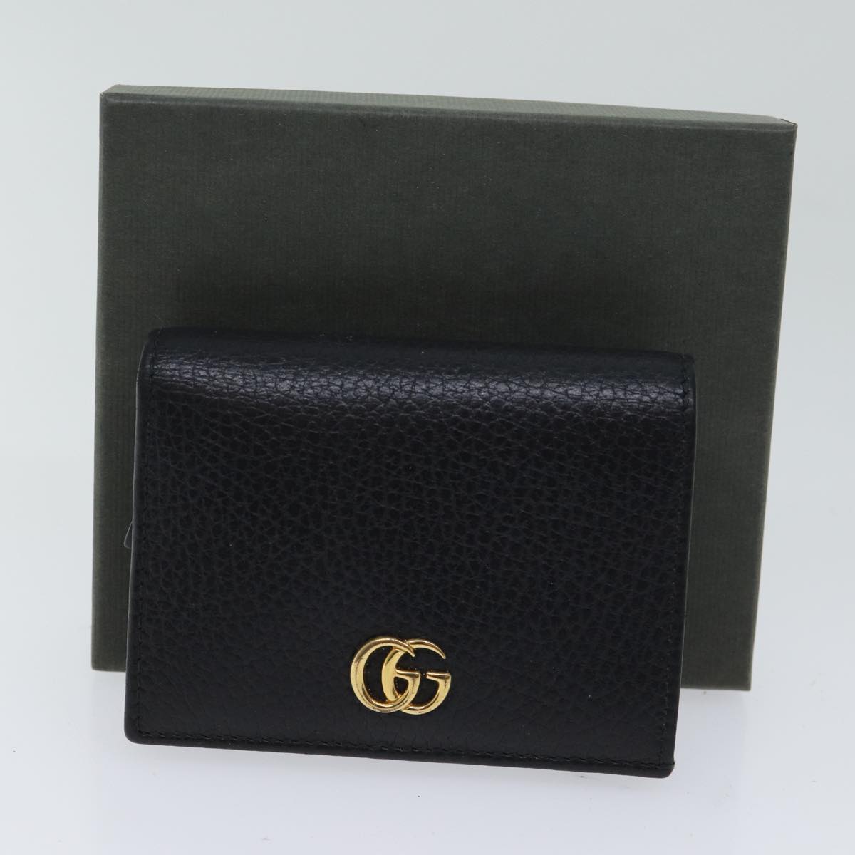 GUCCI GG Marmont Wallet Leather Black 456126 Auth 71618