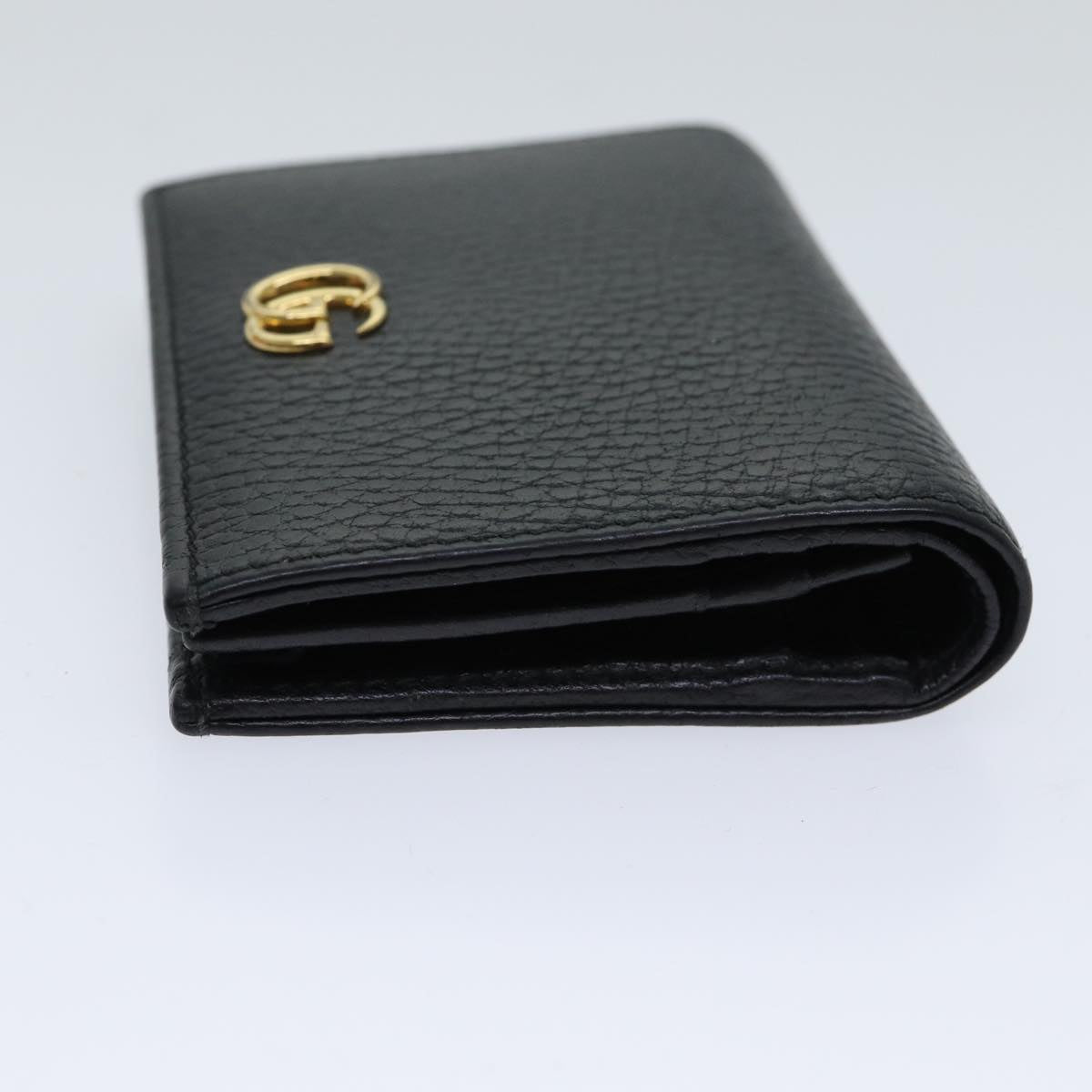 GUCCI GG Marmont Wallet Leather Black 456126 Auth 71618