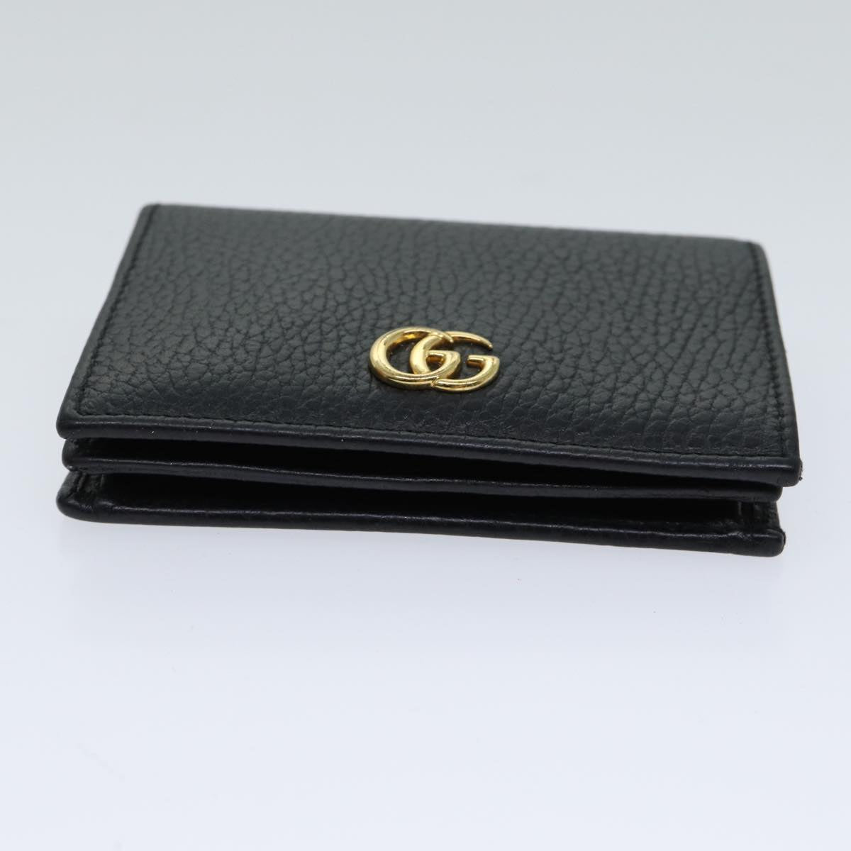 GUCCI GG Marmont Wallet Leather Black 456126 Auth 71618