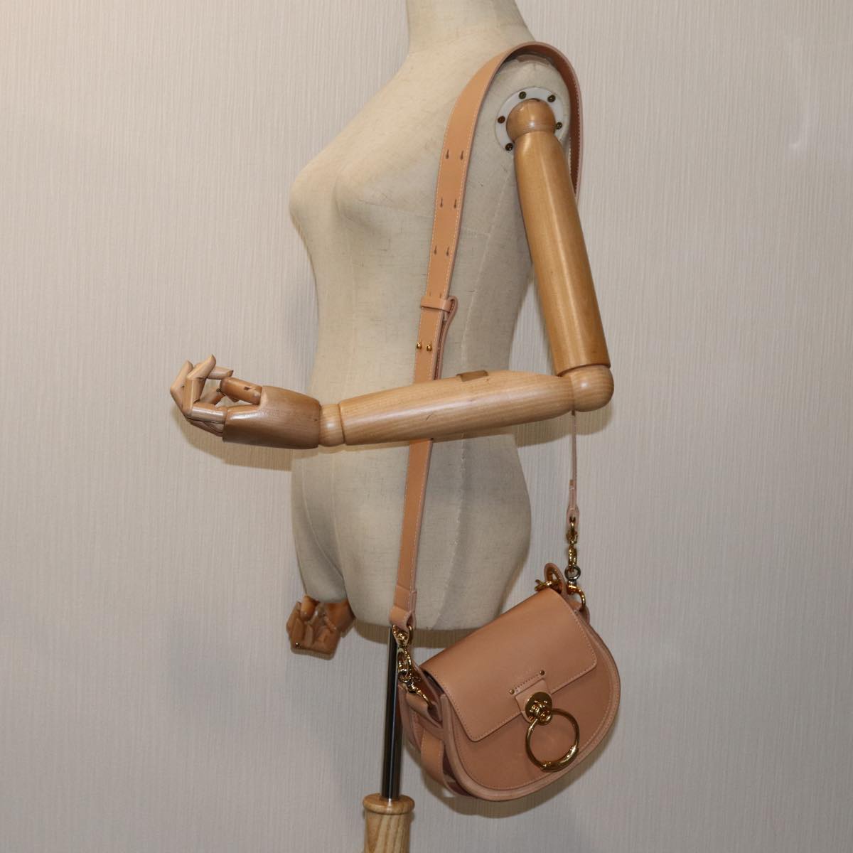 Chloe Tess Shoulder Bag Leather 2way Beige Auth 71651A