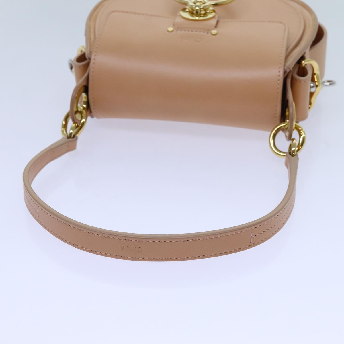 Chloe Tess Shoulder Bag Leather 2way Beige Auth 71651A