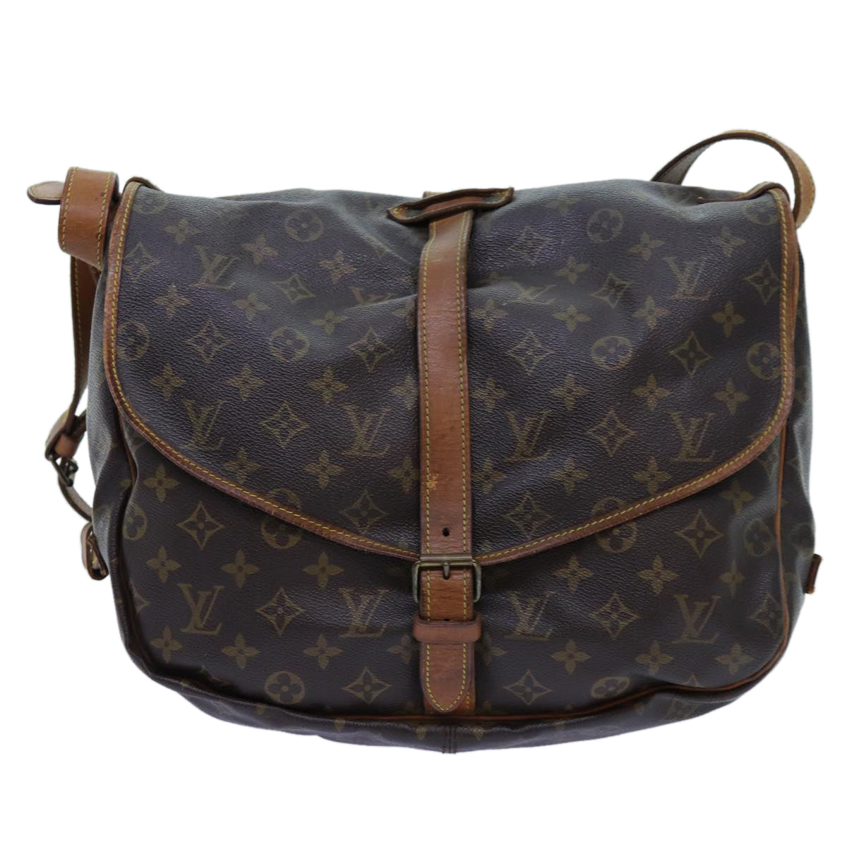 LOUIS VUITTON Monogram Saumur 35 Shoulder Bag M42254 LV Auth 71716