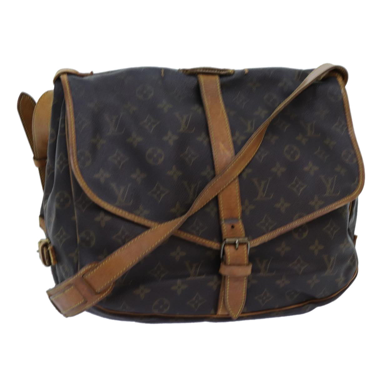 LOUIS VUITTON Monogram Saumur 35 Shoulder Bag M42254 LV Auth 71717