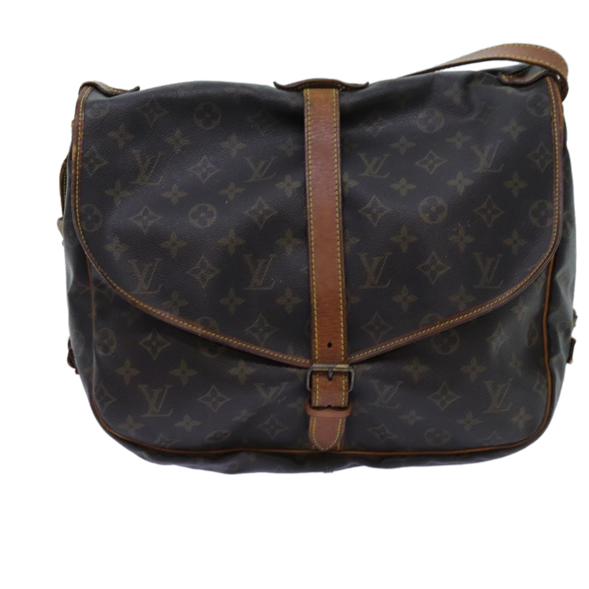 LOUIS VUITTON Monogram Saumur 35 Shoulder Bag M42254 LV Auth 71718