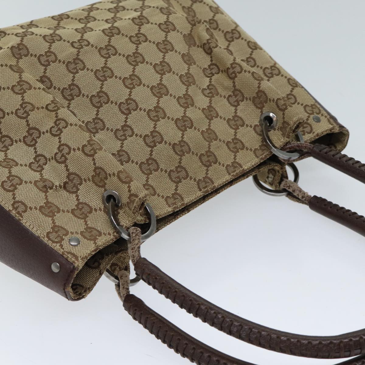 GUCCI GG Canvas Hand Bag Beige Auth 71783