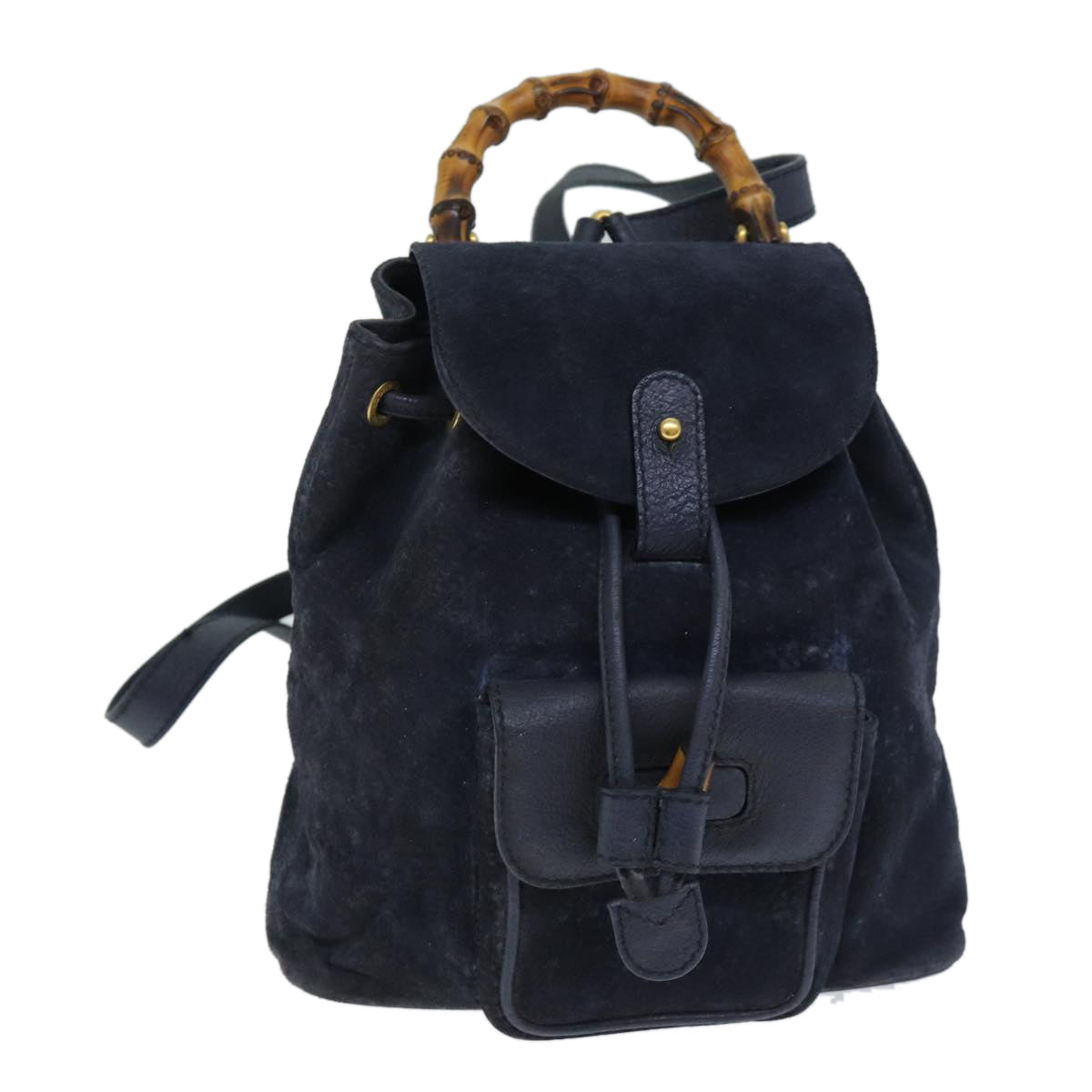 GUCCI Bamboo Backpack Suede Navy 003 1998 0030 Auth 71792