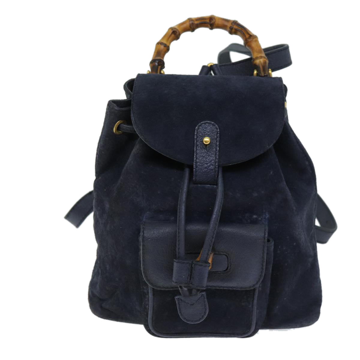 GUCCI Bamboo Backpack Suede Navy 003 1998 0030 Auth 71792