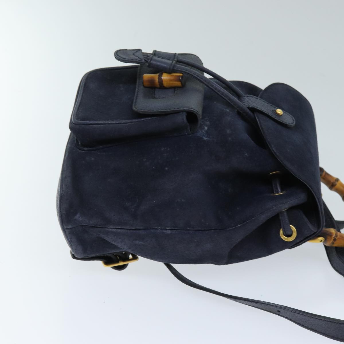 GUCCI Bamboo Backpack Suede Navy 003 1998 0030 Auth 71792