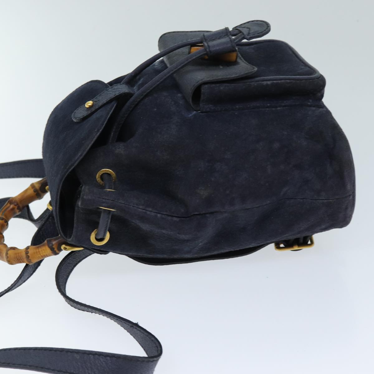 GUCCI Bamboo Backpack Suede Navy 003 1998 0030 Auth 71792