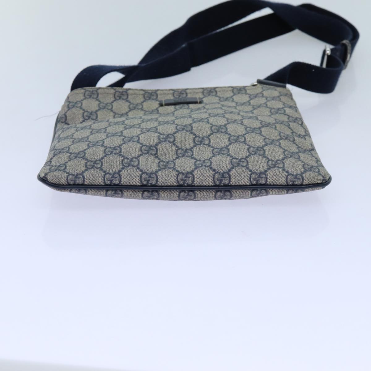 GUCCI GG Supreme Shoulder Bag PVC Navy 201538 Auth 71815