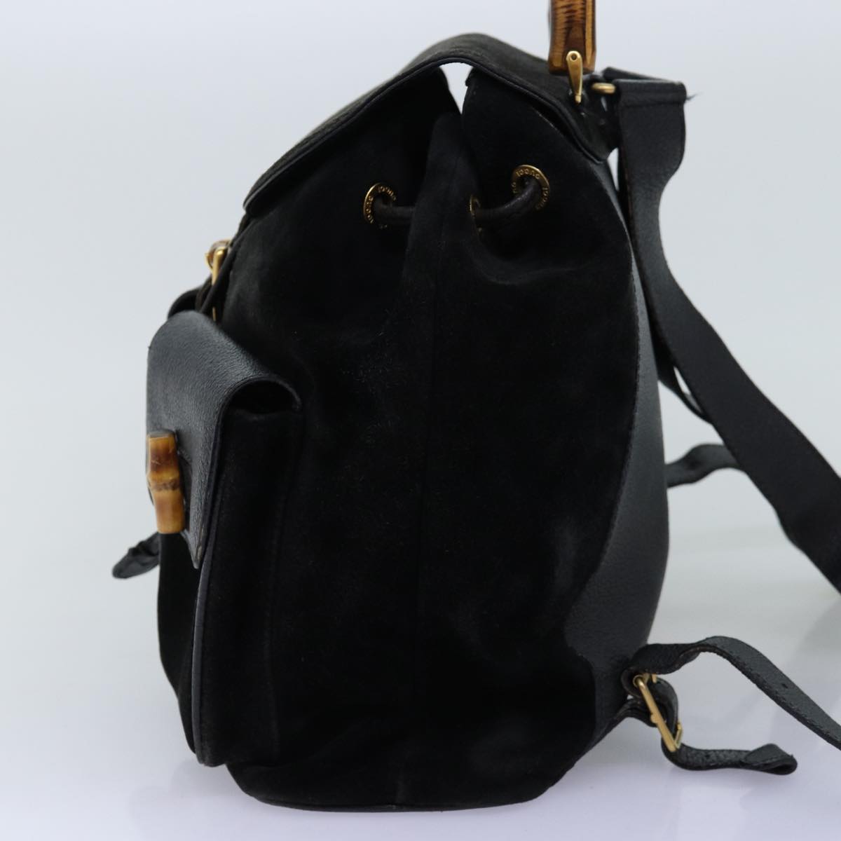 GUCCI Bamboo Backpack Suede Black Auth 71825