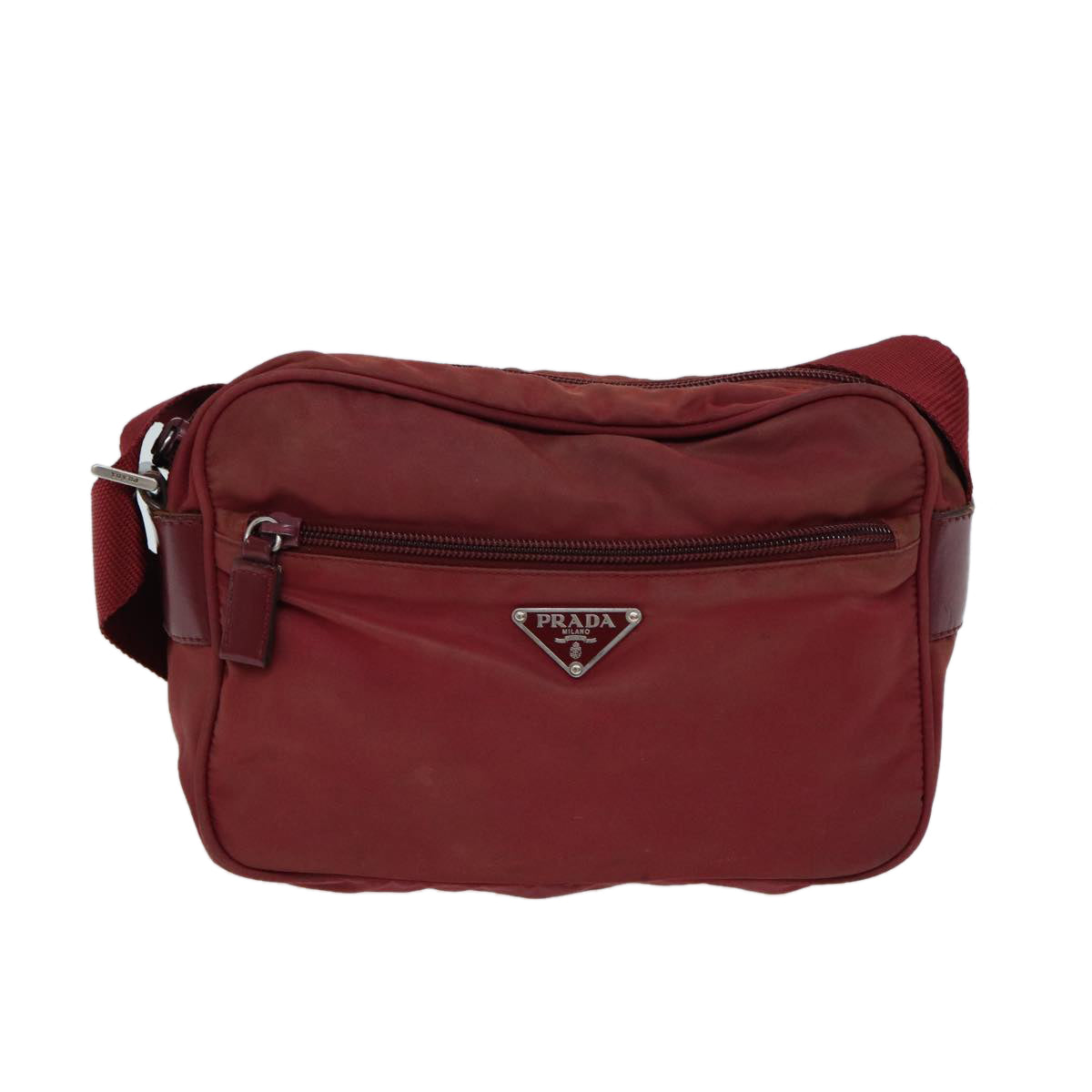 PRADA Shoulder Bag Nylon Red Auth 71842