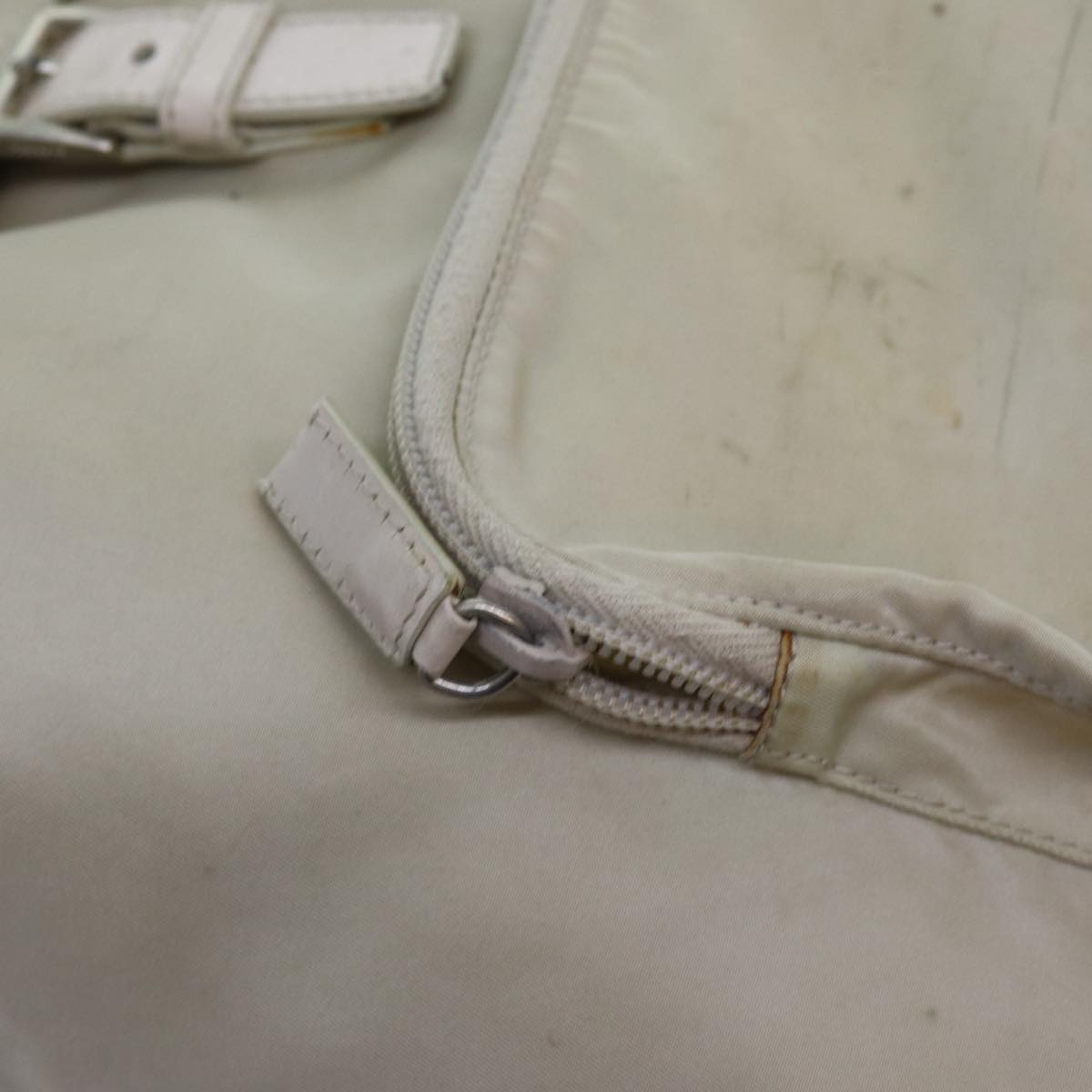 PRADA Backpack Nylon Cream Auth 71853