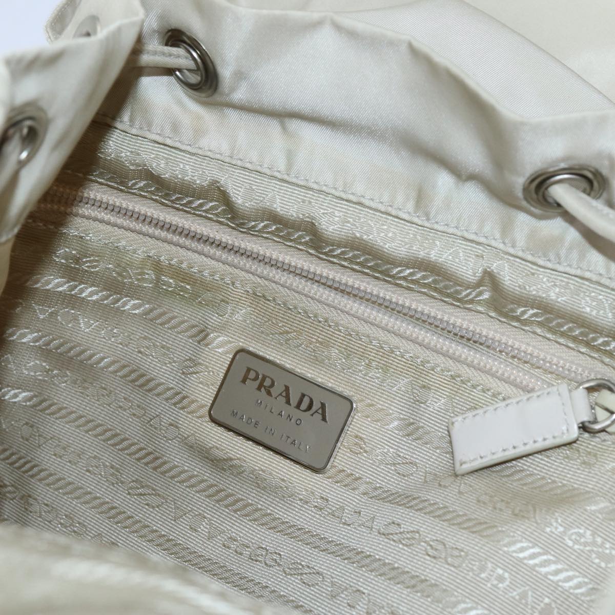 PRADA Backpack Nylon Cream Auth 71853