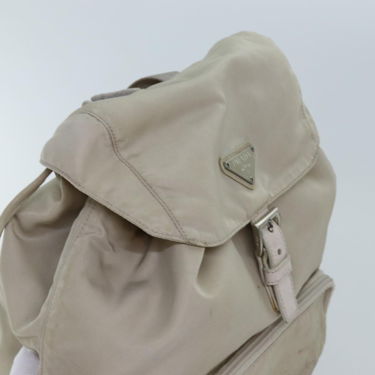 PRADA Backpack Nylon Cream Auth 71853