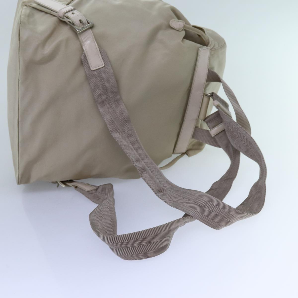 PRADA Backpack Nylon Cream Auth 71853