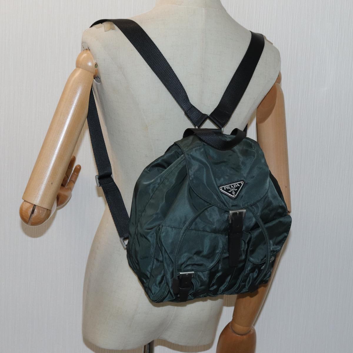 PRADA Backpack Nylon Green Auth 71857