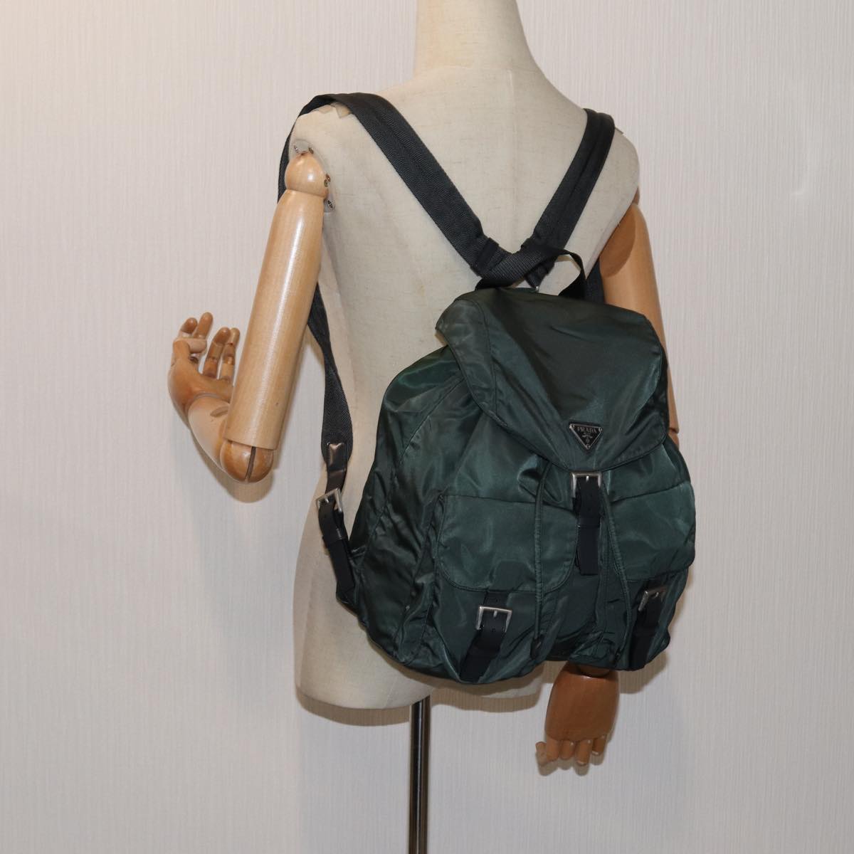 PRADA Backpack Nylon Green Auth 71859