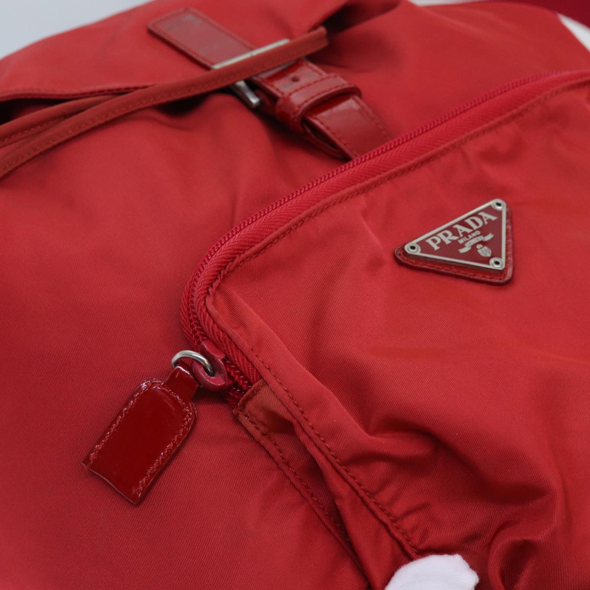 PRADA Backpack Nylon Red Auth 71860