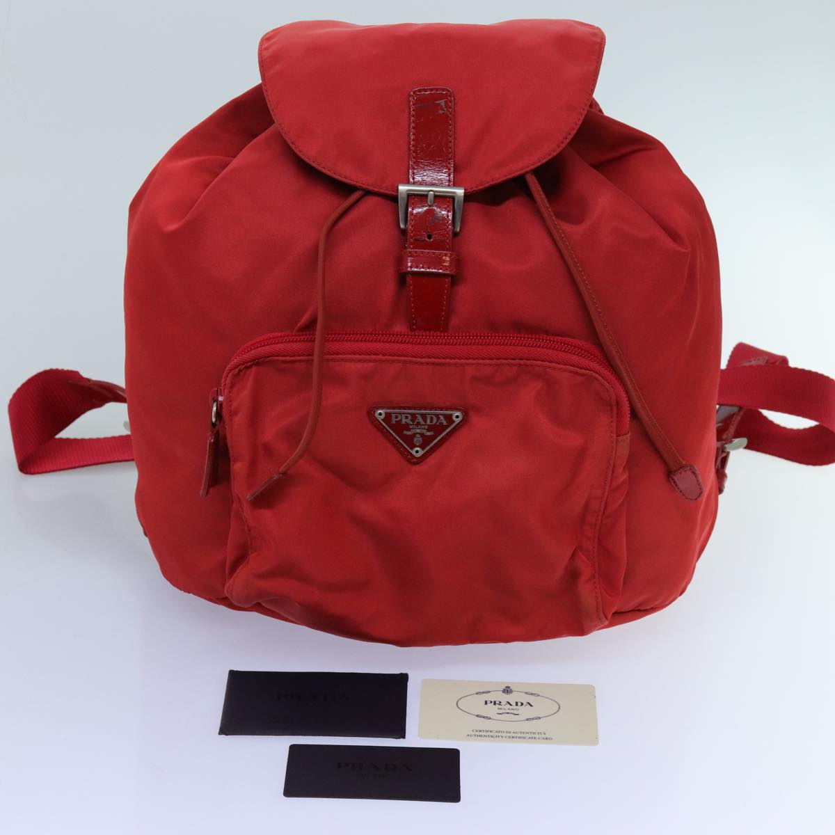 PRADA Backpack Nylon Red Auth 71860