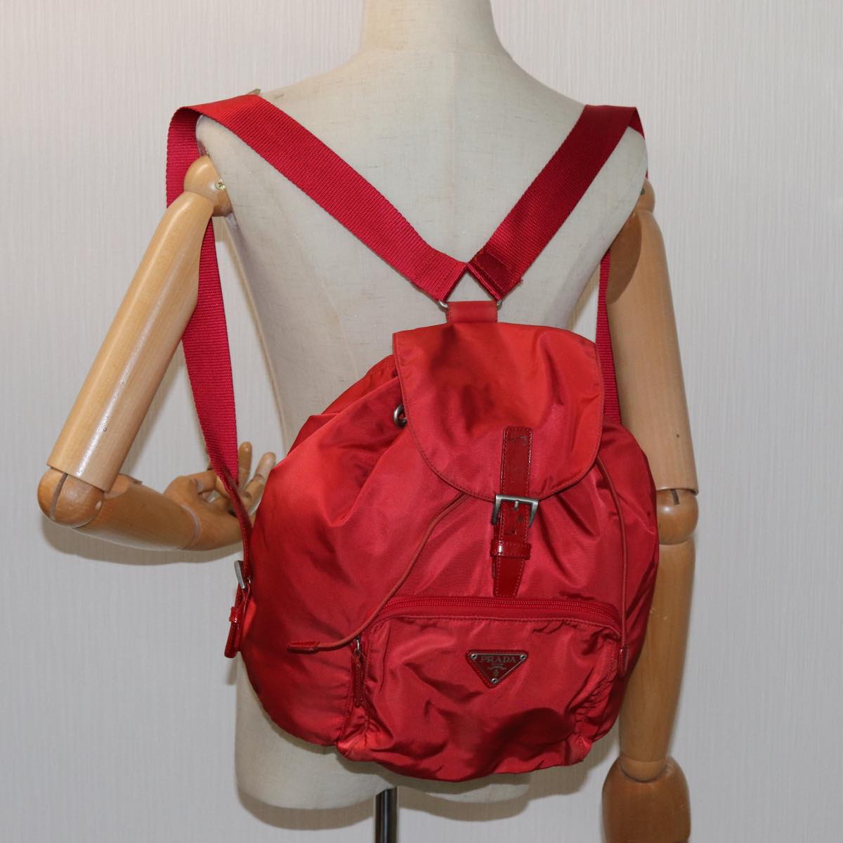 PRADA Backpack Nylon Red Auth 71860