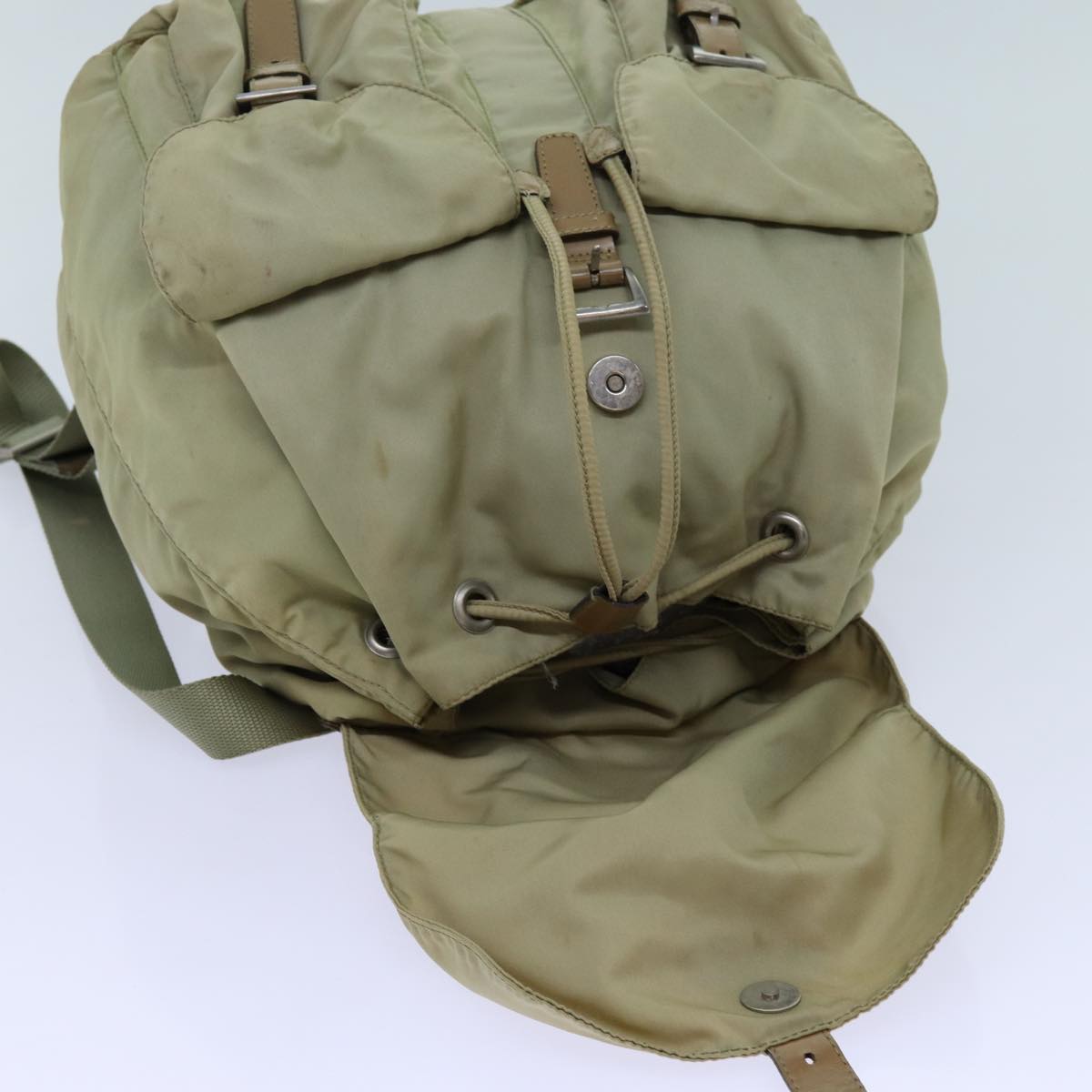 PRADA Backpack Nylon Beige Auth 71867