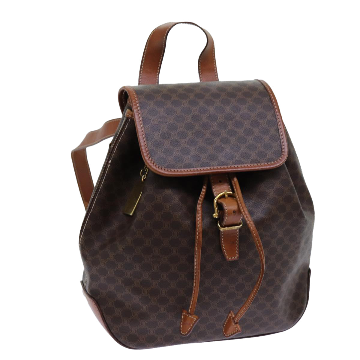 CELINE Macadam Canvas Backpack PVC Brown Auth 71885