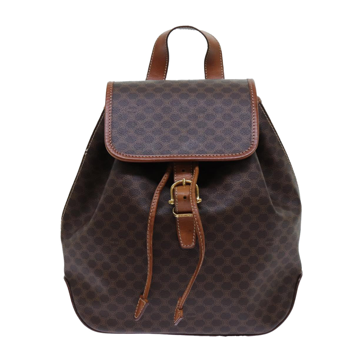 CELINE Macadam Canvas Backpack PVC Brown Auth 71885