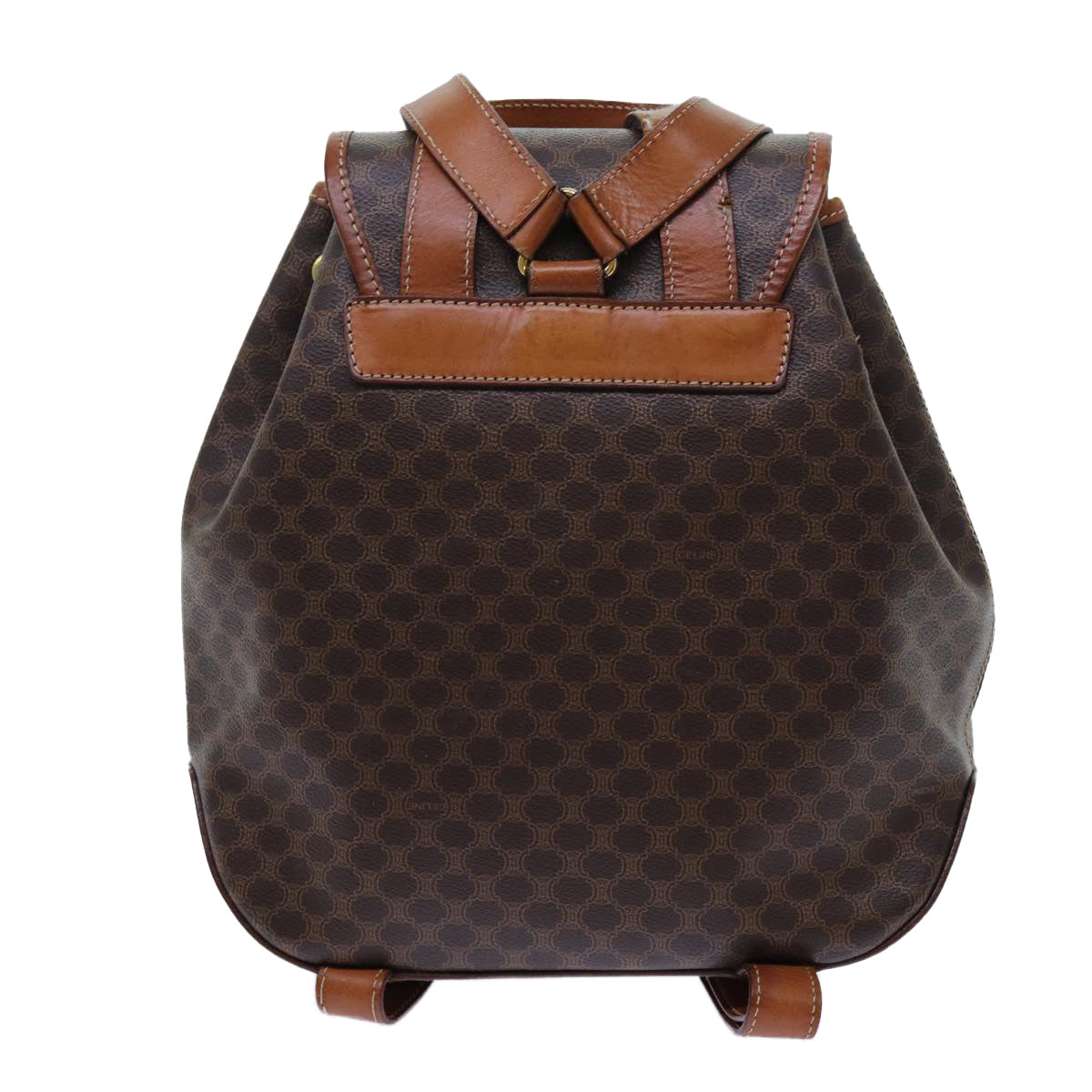 CELINE Macadam Canvas Backpack PVC Brown Auth 71885