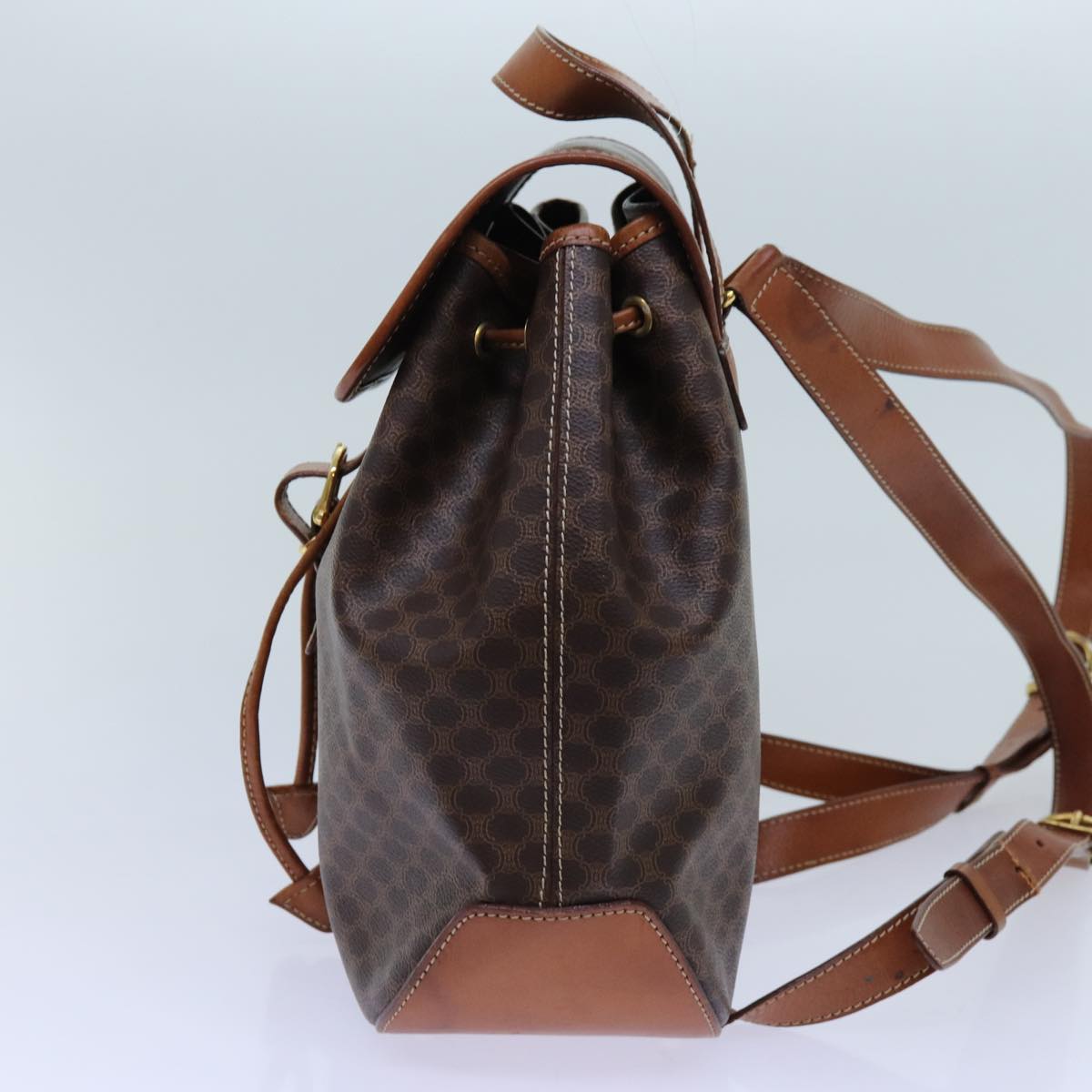 CELINE Macadam Canvas Backpack PVC Brown Auth 71885