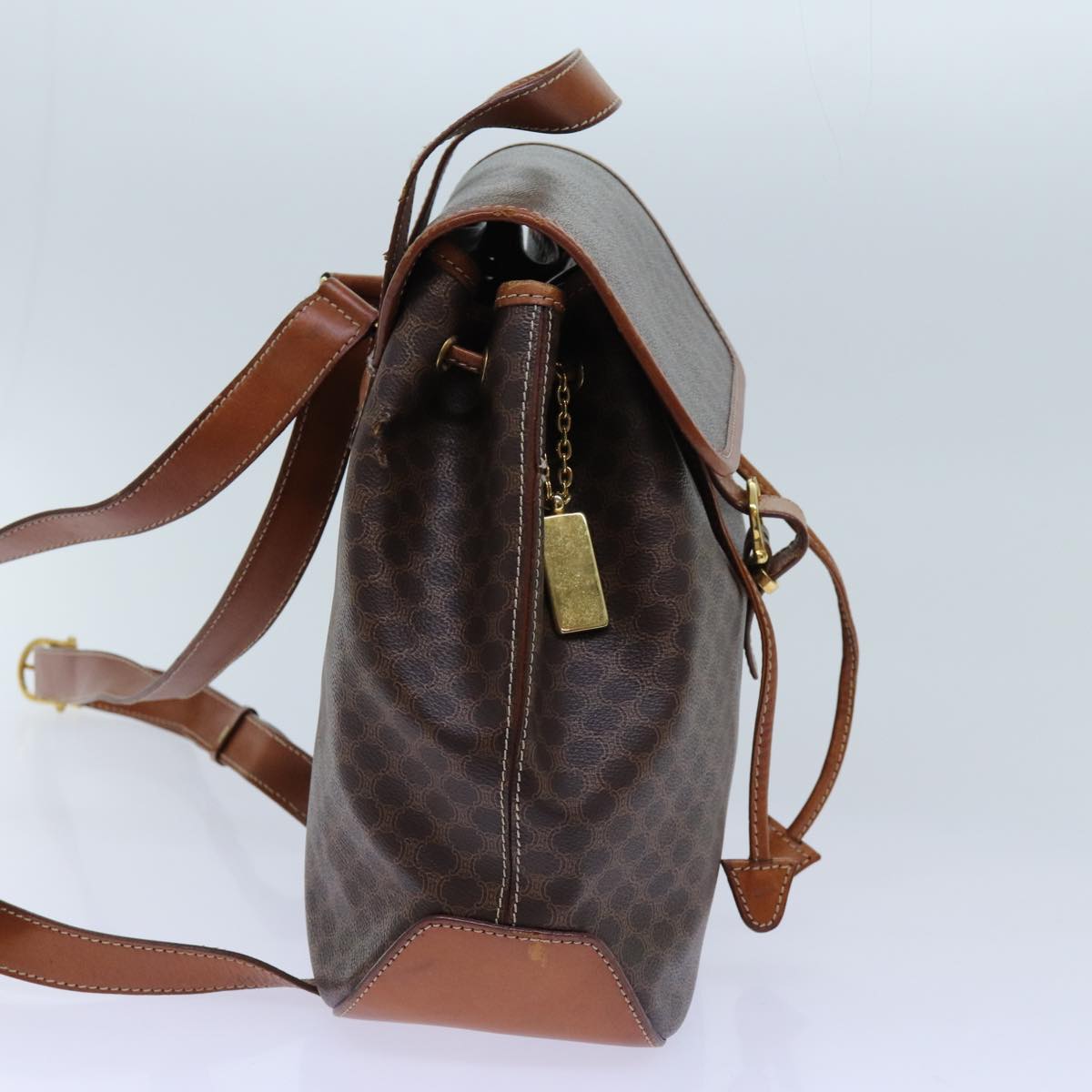 CELINE Macadam Canvas Backpack PVC Brown Auth 71885